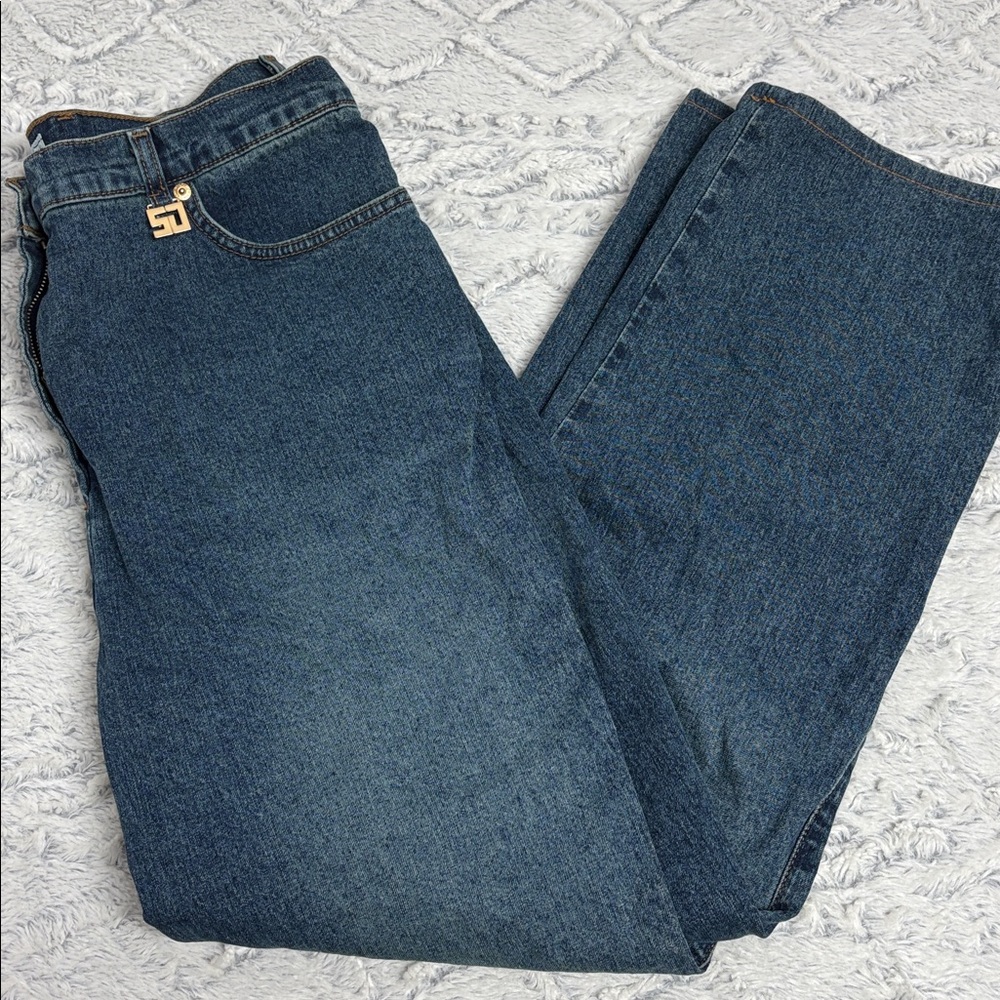 St. John Sport by Marie Grey Straighten Leg Blue Denim Jeans size 12